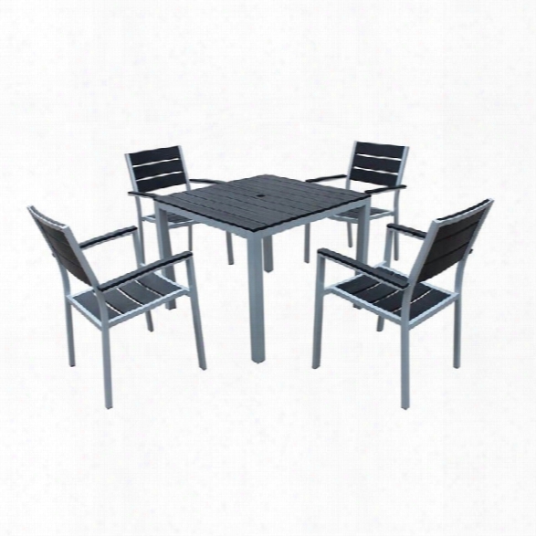 Harmonia Living Brasserie 5 Piece Square Patio Dining Set With Arms