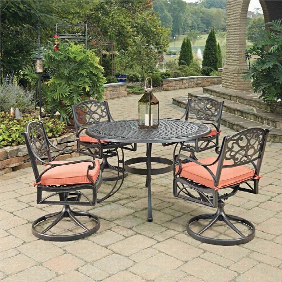 Home Styles Biscayne 5 Piece 48 Round Patio Dining Set In Rust Bronze