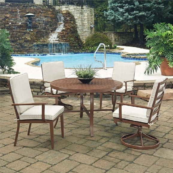 Home Styles Key West 5 Piece 42.5 Round Patio Dining Set In Chocolate