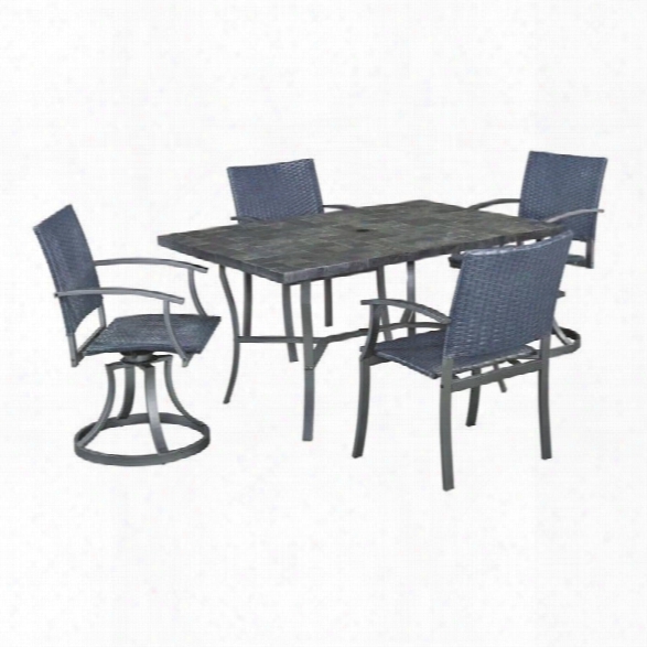 Home Styles Stone Veneer 5 Piece Dining Set In Black