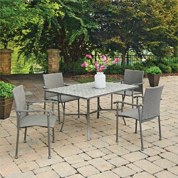 Home Styles Umbria 5 Piece Concrete Tile Patio Dining Set In Gray