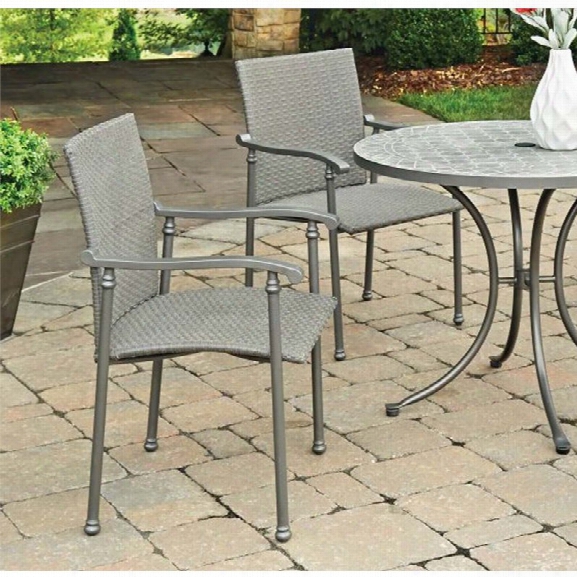 Home Styles Umbria Patio Dining Arm Chair In Gray (set Of 2)