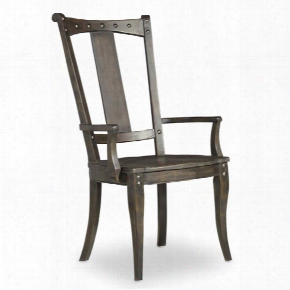 Hooker Furniture Vintage West Splatback Dining Arm Chair In Charcoal