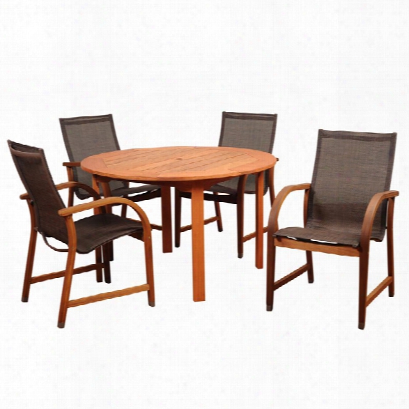 International Home Amazonia 5 Piece Round Patio Dining Set In Brown