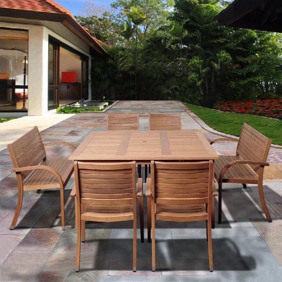 International Home Amazonia 7 Piece Square Paito Dining Set In Brown