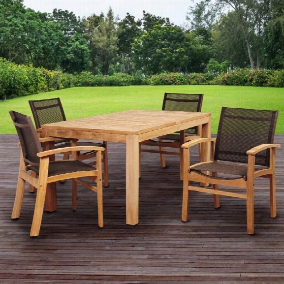 International Home Amazonia Teak 5 Piece Patio Dining Set