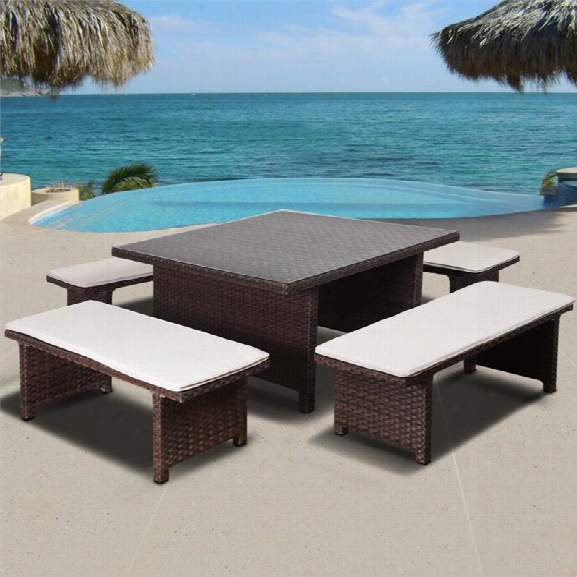 International Home Atlantic Bellagio 5 Piece Low Patio Dining Set