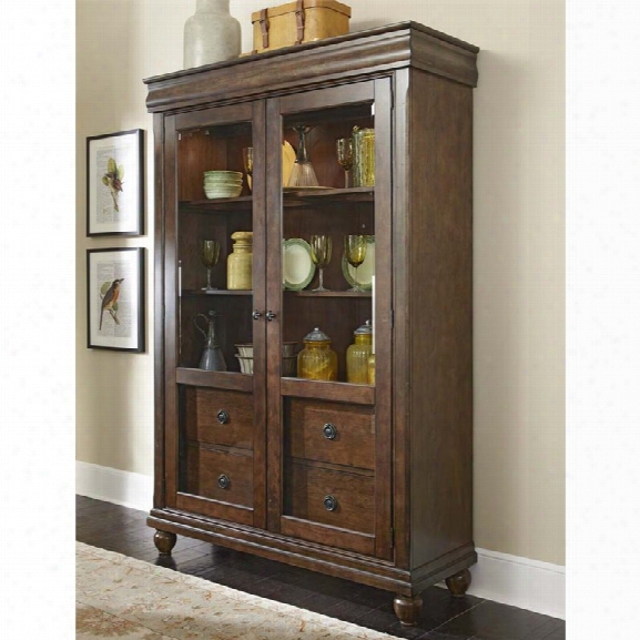 Liberty Furniture Rustic Traditions Curio Cabinet In Rustic Cherry