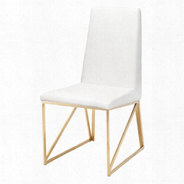 Nuevo Caprice Faux Leather Dining Side Chair In White