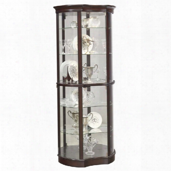 Pulaski Concave Front Mirrored Curio Cabinet In Sable Brown