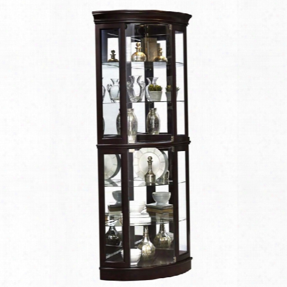 Pulaski Mirrored Corner Curio Cabinet In Sable Brown