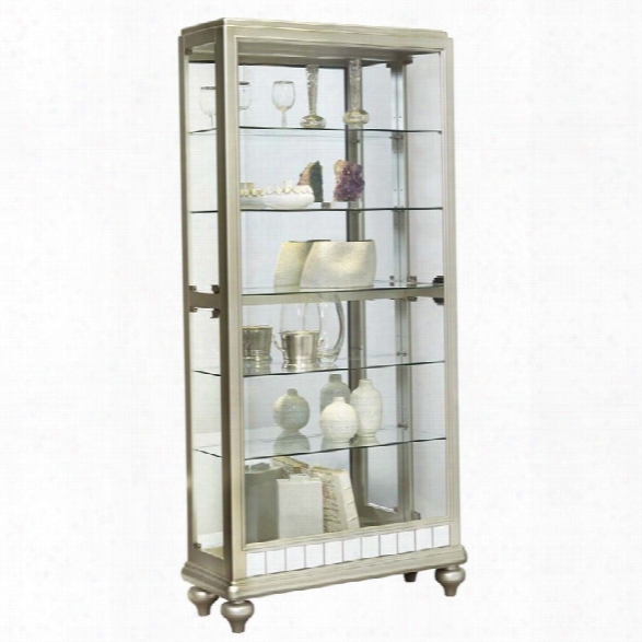 Pulaski Mirrored Metallic Side Entry Curio Cabinet In Silver