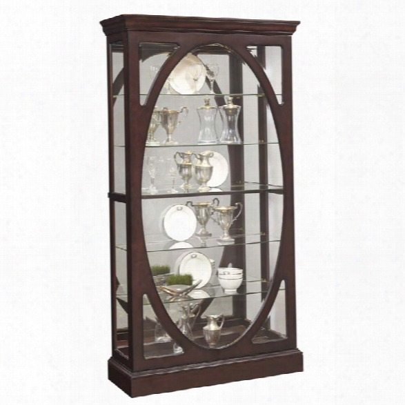 Pulaski Oval Framed Mirrored Curio Cabinet In Sable Brown