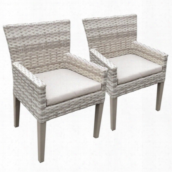 Tkc Fairmont Patio Dining Arm Chair In Beige (set Of 2)