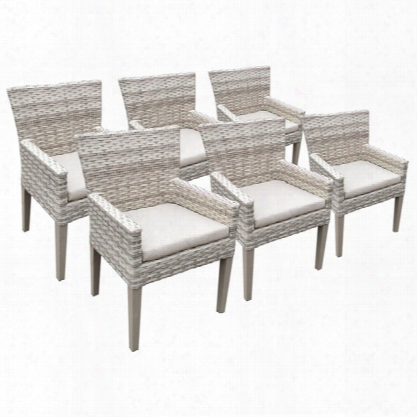 Tkc Fairmont Patio Dining Arm Chair In Beige (set Of 6)