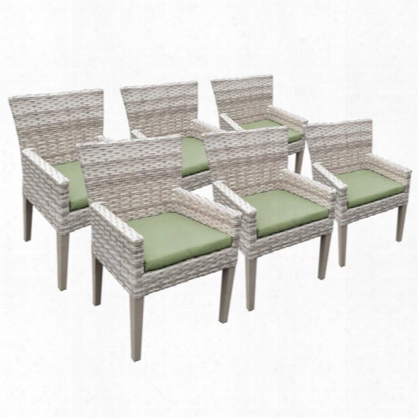Tkc Fairmont Patio Dining Arm Chair In Green (set Of 6)