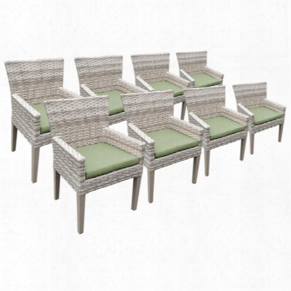 Tkc Fairmont Patio Dining Arm Chair In Green (set Of 8)