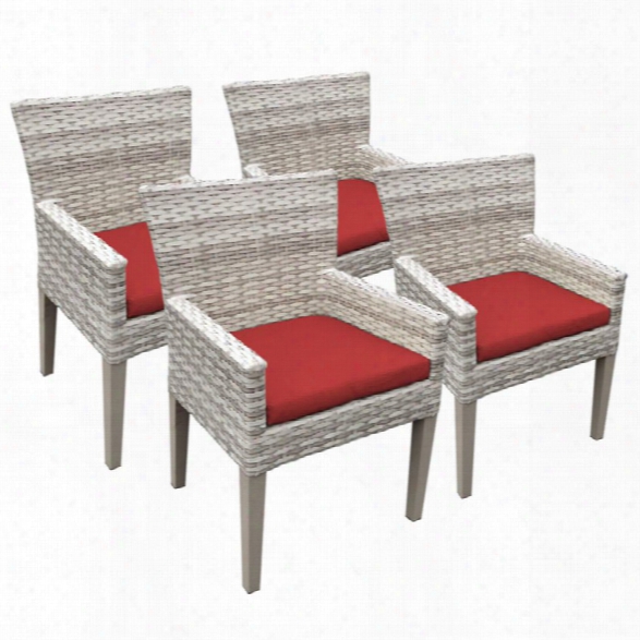 Tkc Fairmont Patio Dining Arm Chair In Red (set Of 4)