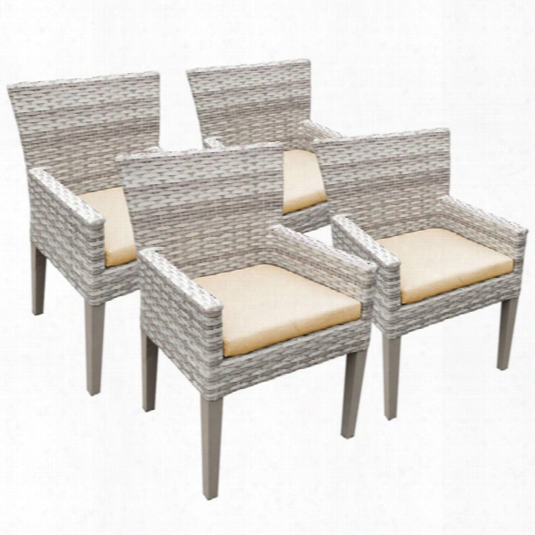 Tkc Fairmont Patio Dining Arm Chair In Sesame (set Of 4)