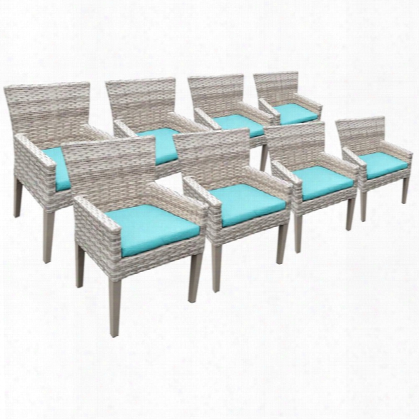 Tkc Fairmont Patio Dining Arm Chair In Turquoise (set Of 8)