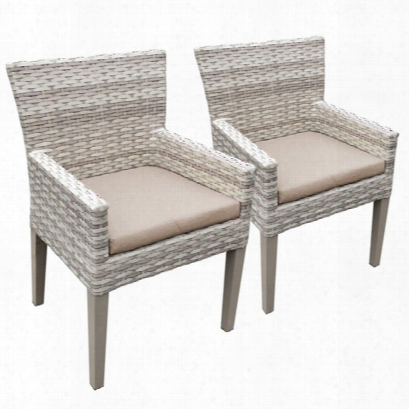 Tkc Fairmont Patio Dining Arm Chair In Wheat (set Of 2)