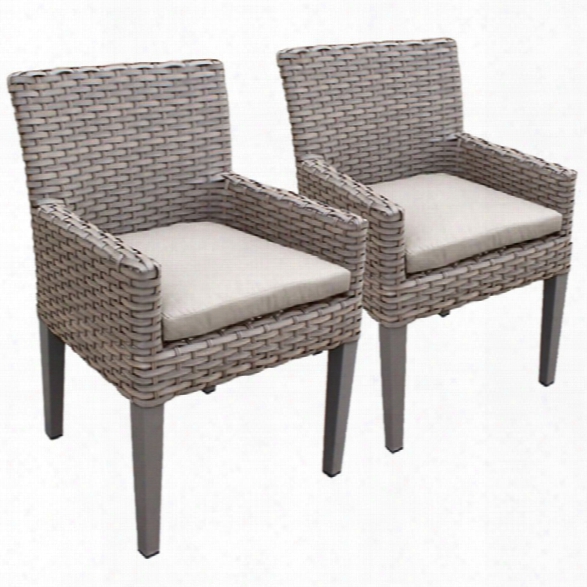 Tkc Oasis Patio Dining Arm Chair In Beige (set Of 2)