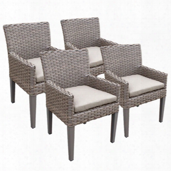 Tkc Oasis Patio Dining Arm Chair In Beige (set Of 4)