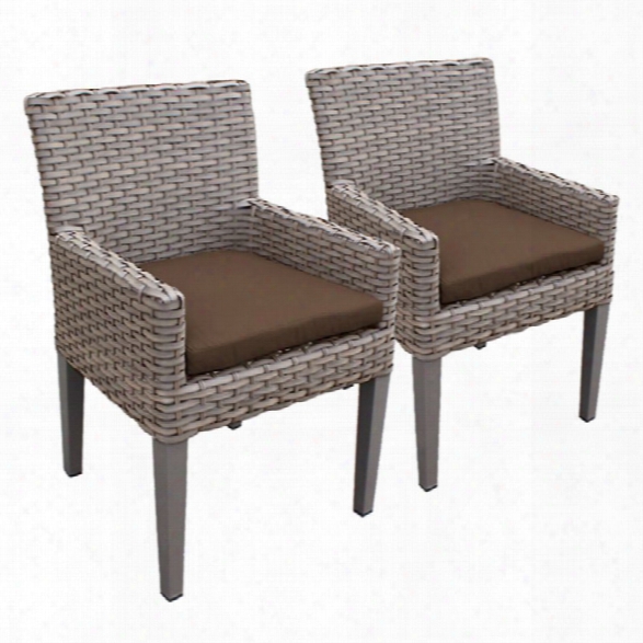 Tkc Oasis Patio Dininng Arm Chair In Dark Brown (set Of 2)