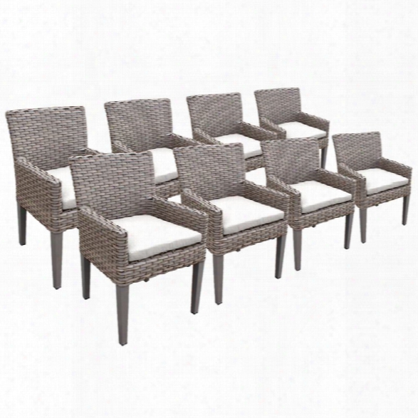 Tkc Oasis Patio Dining Arm Chair In White (set Of 8)