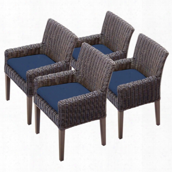 Tkc Venice Patio Dining Arm Chair In Navy (set Of 4)