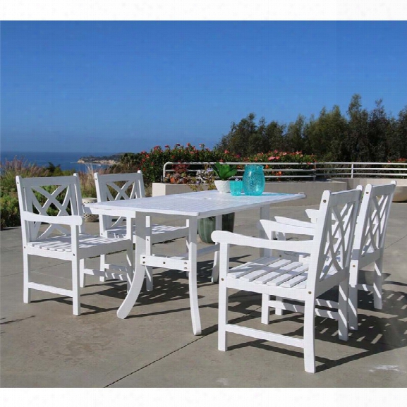 Vifah Bradley 5 Piece Hardwood Patio Dining Set In White