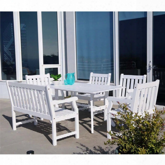 Vifah Bradley 6 Piece Hardwood Patio Dining Set In White