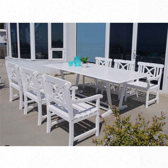 Vifah Bradley 7 Piece Extendable Hardwood Patio Dining Set In White