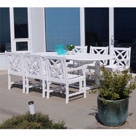Vifah Bradley 7 Piece Extendable Oval Patio Dining Set In White