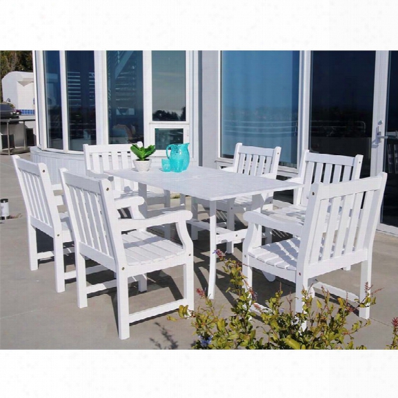 Vifah Bradley 7 Piece Hardwood Patio Dining Set In White