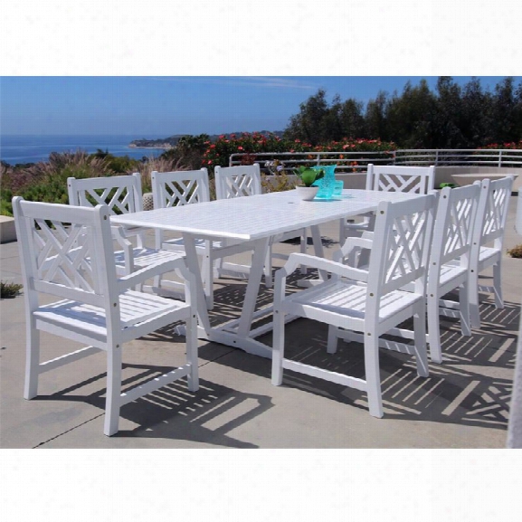 Vifah Bradley 9 Piec E Extendable Hardwood Patio Dining Set In White