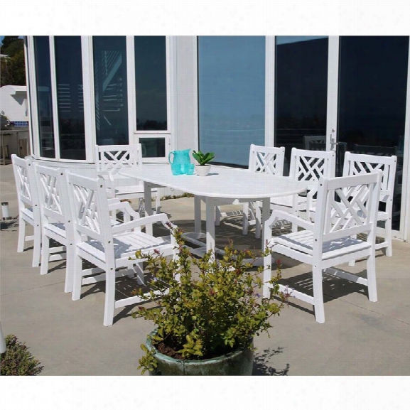 Vifah Bradley 9 Piece Extendable Oval Patio Dining Set In White