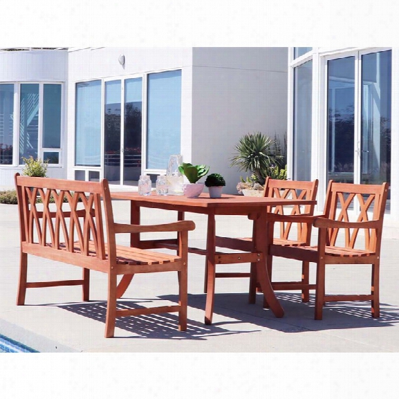 Vifah Malibu 4 Piece Hardwood Patio Dining Set