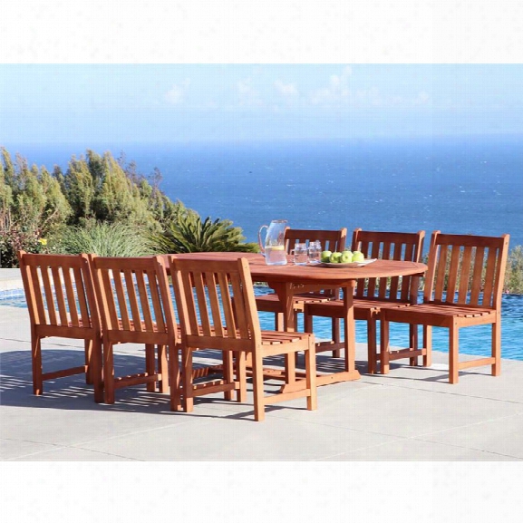 Vifah Malibu 7 Piece Extendable Oval Hardwood Patio Dining Set