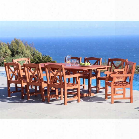 Vifah Malibu 9 Piece Hardwood Patio Dining Set