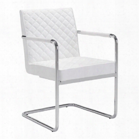 Zuo Quilt Faux Leather Dining Chair In White