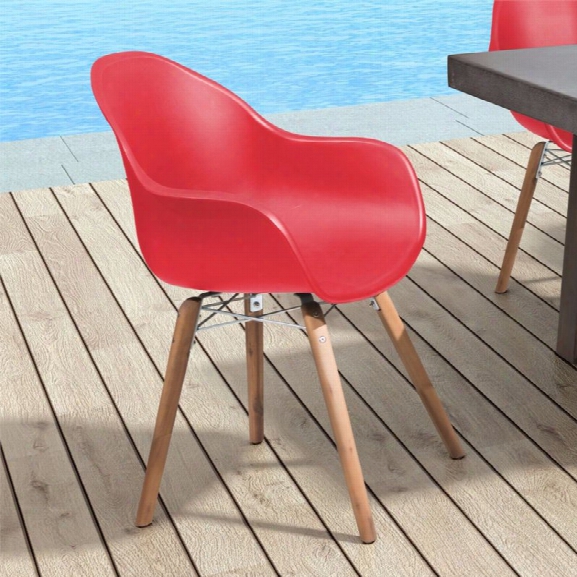 Zuo Tidal Patio Dining Chair In Red (set Of 4)