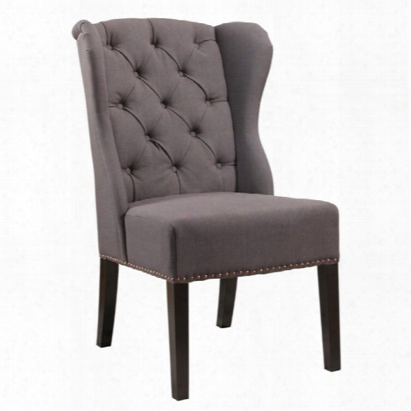 Abbyson Living Johanna Linen Wingback Dining Chair In Charcoal Gray