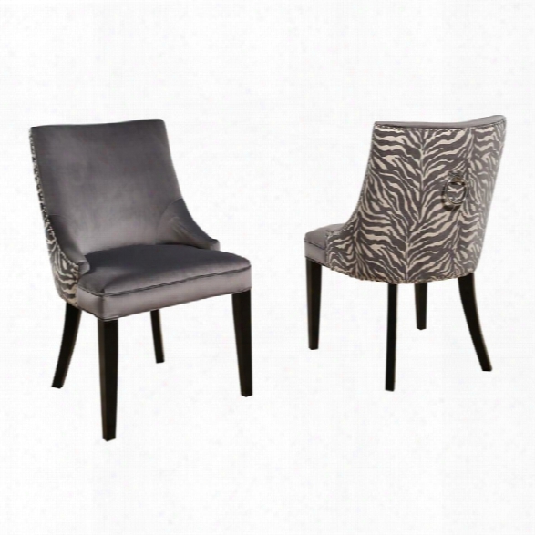 Abbyson Living Regina Velvet Zebra Dining Chair In Gray (set Of 2)