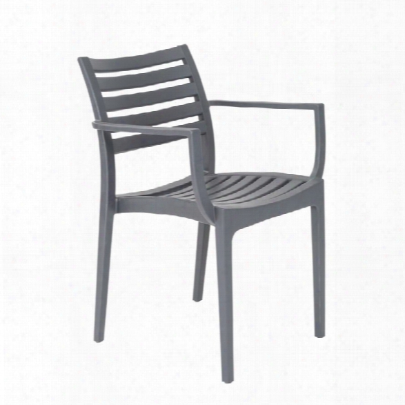 Eurostyle Morrow Stacking Arm Chair In Dark Gray (set Of 4)