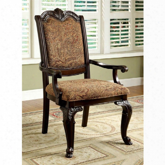 Furniture Of America Ramsaran Dining Arm Chair In Cherry (set Of 2)