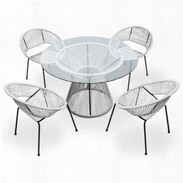 Harmonia Living Acapulco 5 Piece Patio Dining Set In White Lightning