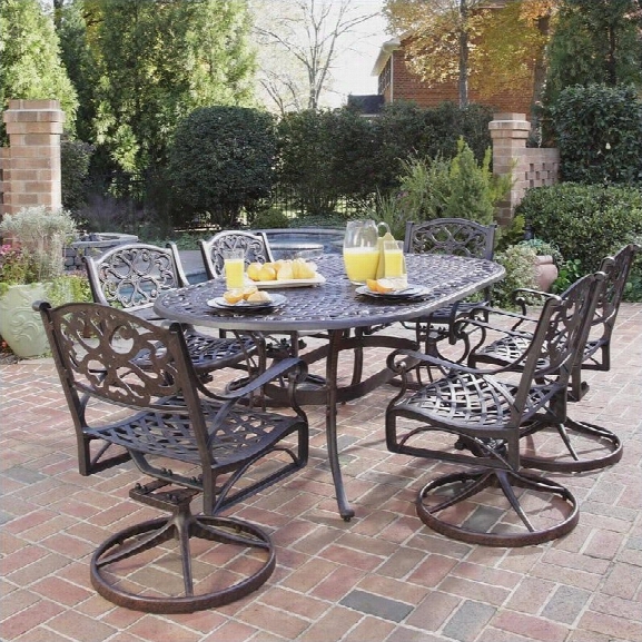 Home Styles Biscayne 7 Piece Metal Patio Dining Set In Bronze