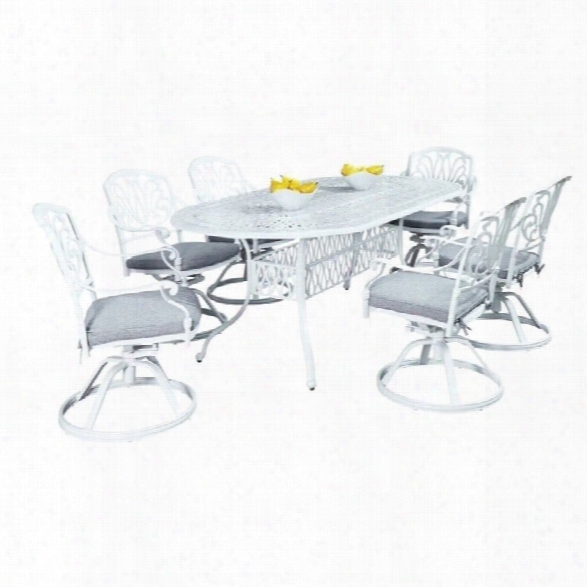Home Styles Floral Blossom 7 Piece Dining Set In White