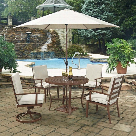 Home Styles Key West 7 Piece 42.5 Round Patio Dining Set In Chocolate